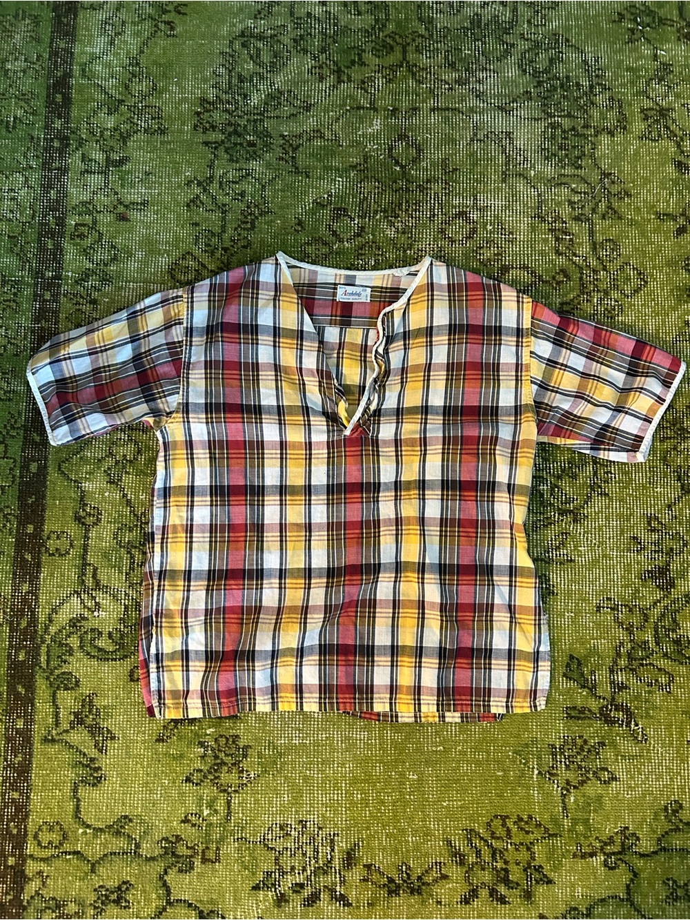 Yellow Plaid Short Sleeve Top